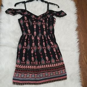 Paisley black off shoulder dress